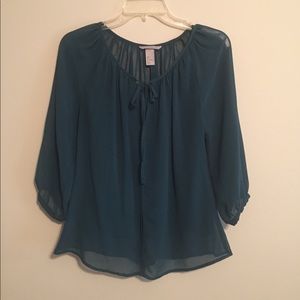 Teal blouse with matching tank top